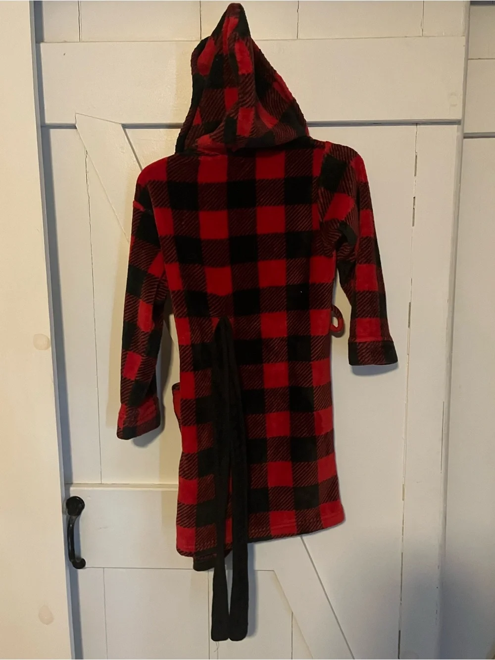 Youth Cozy Red & Black Buffalo Plaid Hooded Robe